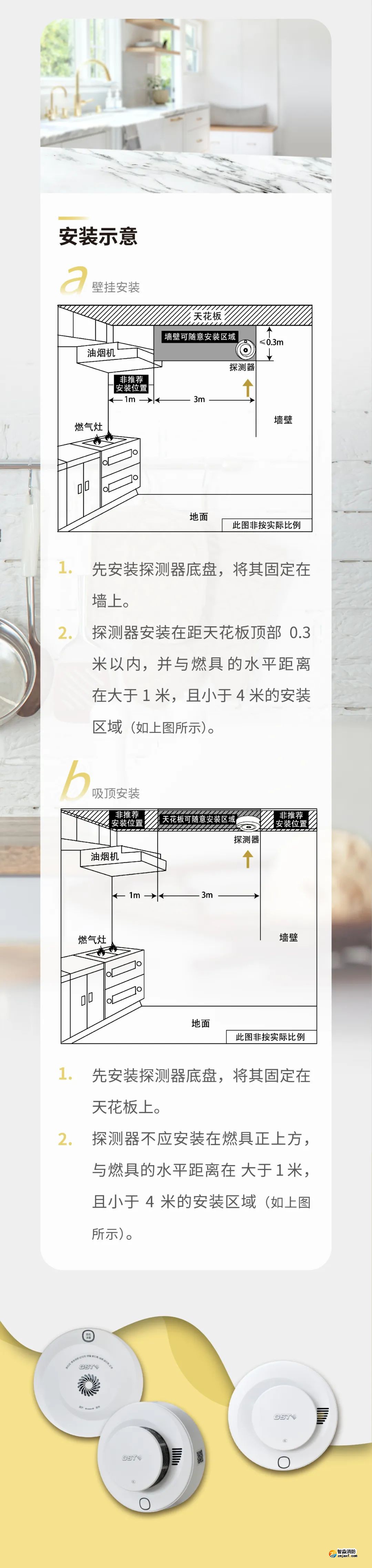 海湾消防GST全新一代NB独立式烟感气感探测器安装